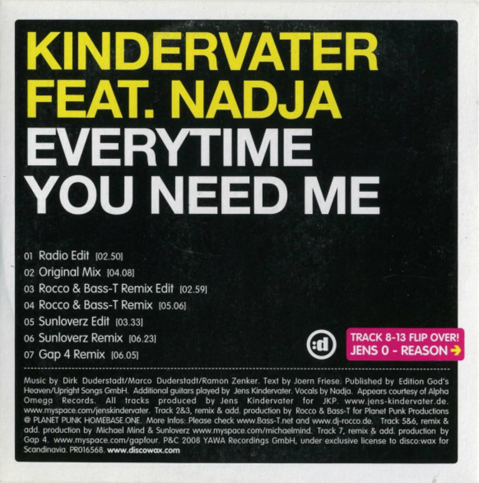 Kindervater Feat. Nadja — Everytime You Need Me (Radio Edit)